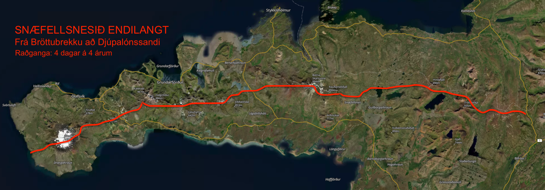 Snæfellsnesið endilangt. Raðganga
